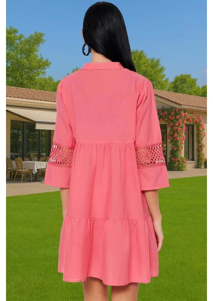 Pamuklu Dantelli V Yaka Mini Yazlık Plaj Elbisesi Kadın Zarifane Tasarım Modern Stil Yüksek Kalite modelleri