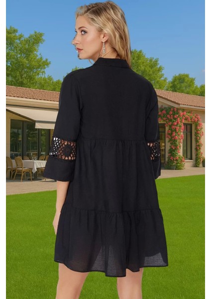 Pamuklu Dantelli V Yaka Mini Yazlık Plaj Elbisesi Kadın Zarifane Tasarım Modern Stil Yüksek Kalite modelleri