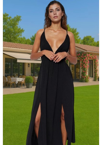 Rahat Kalıp Maxi Elbise Viskoz Polyester Crinkle Dokuma Yazlık Özel Tasarım Özenle Seçilmiş