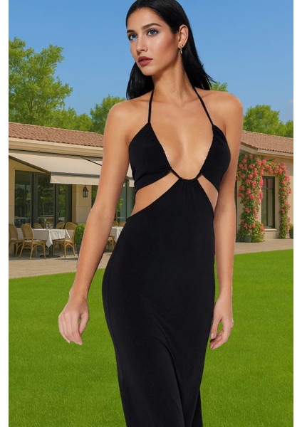 Plaj Için Örme Maxi Elbise Cut Out Detaylarla Profesyonel Görünüm Uzun Ömürlü Dayanıklı Malzeme fiyatları