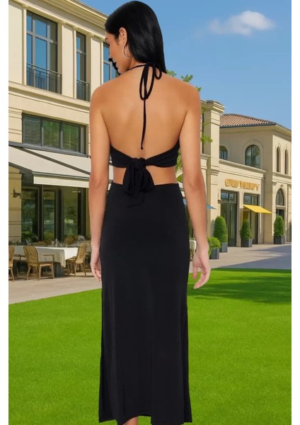 Plaj Için Örme Maxi Elbise Cut Out Detaylarla Profesyonel Görünüm Uzun Ömürlü Dayanıklı Malzeme modelleri