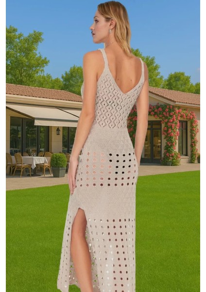 Pamuklu Akrilik Triko Maxi Elbise V Yaka Yazlık Şıklık Dayanıklı Malzeme Modern Stil Mükemmel Uyum modelleri