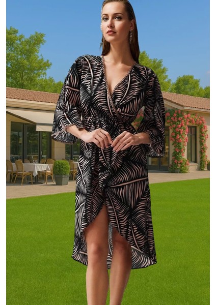 Şık Kadın Etnik Desenli Midi Vual Elbise Premium Kalite Şık Görünüm Günlük Kullanım Için fiyatları