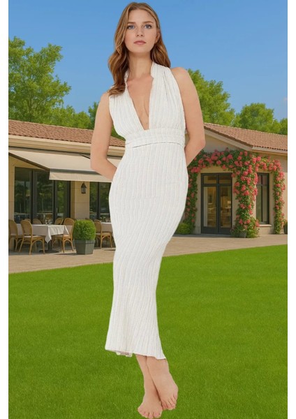 Yazlık Plaj Elbisesi Maxi Boy Keten Karışımlı Şık ve Rahat Seçkin Malzeme Profesyonel Görünüm