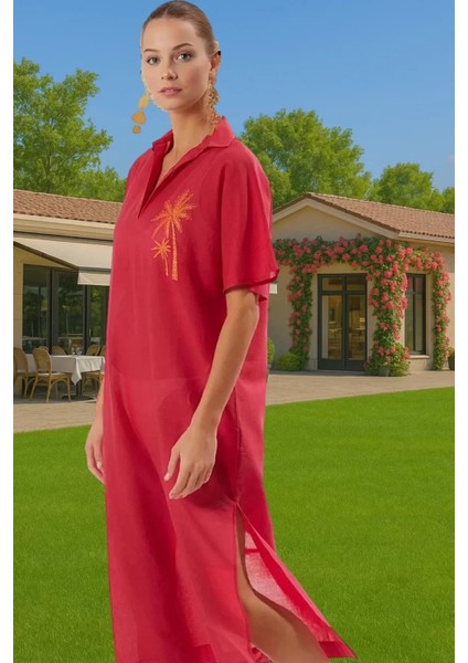 Yazlık Şık Maxi Plaj Elbisesi Pamuk Kumaş Rahat Kesim Premium Kalite Rahat ve Şık Modern Stil