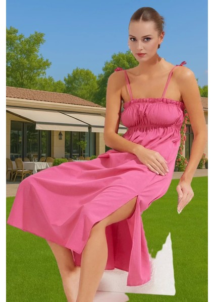 Rahat Yazlık Kadın Elbise Poplin Kumaş Midi Boy Uzun Ömürlü Şık Görünüm Seçkin Malzeme modelleri