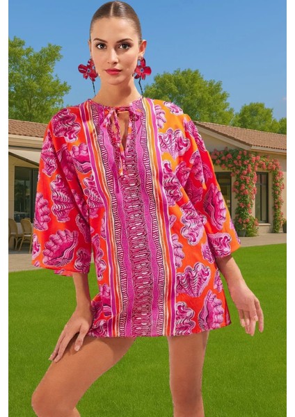 Dokuma Pamuklu Maxi Elbise Su Altı Hayvan Desenli Yazlık Yüksek Kalite Yüksek Kalite Özenle Seçilmiş