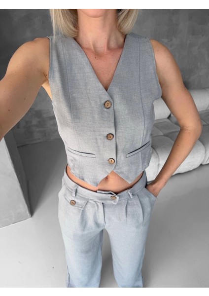 Essential Yelek Pantolon Takım Gri S255254 indirimleri