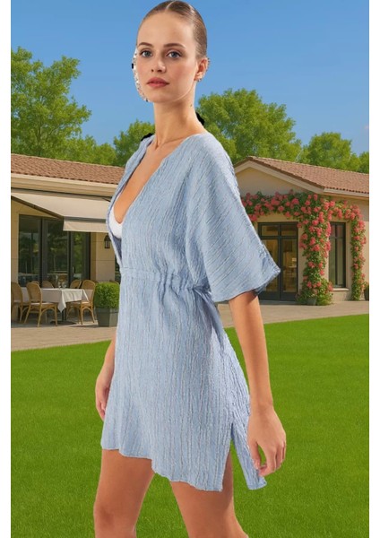 Şık Müslin Plaj Elbisesi Tek Kol Detaylı Yazlık Konforlu Kesim Şık Görünüm Günlük Kullanım Için fiyatları