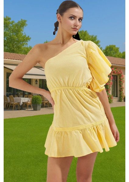 Kadın Pamuk Vual Mini Elbise Tek Omuzlu Yazlık Uzun Ömürlü Özenle Seçilmiş Seçkin Malzeme fiyatları