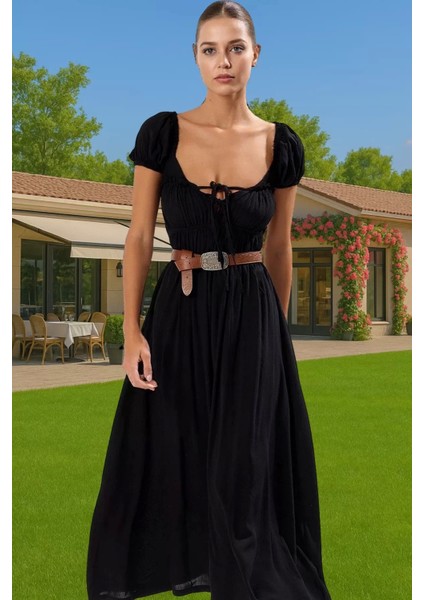 Şık Kadın Yazlık Maxi Elbise Viskoz Polyester Dokuma Rahat ve Şık Şık Görünüm Kaliteli Işçilik