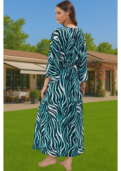 Rahat Viskoz Maxi Elbise Tek Kol Zebra Desenli Yazlık Profesyonel Görünüm Günlük Kullanım Için modelleri
