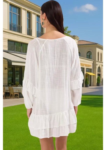 Kadın Crinkle Dokuma Tek Kol Mini Plaj Elbisesi Rahat Yazlık Mükemmel Uyum Özel Tasarım Modern Stil modelleri