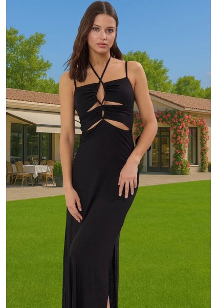 Yazlık Maxi Elbise Bodycon Cut Out Tek Kol Viskoz Modern Stil Trend Tasarım Kaliteli Işçilik