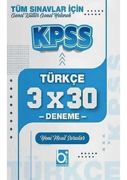 Kpss Türkçe 3X30 Deneme Bigelio Yayıncılık