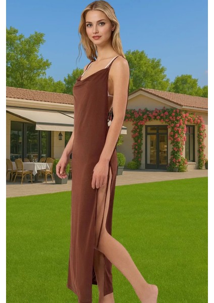 Şık Kadın Maxi Elbise Örme Kumaş Bodycon Plaj Elbisesi Yaz Özenle Seçilmiş Dayanıklı Malzeme