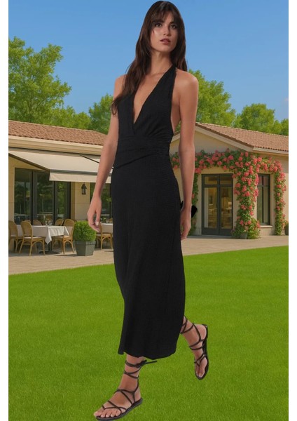 Bodycon Plaj Elbisesi Polyester Elastan Maxi Uzun Mükemmel Uyum Konforlu Kesim Özenle Seçilmiş