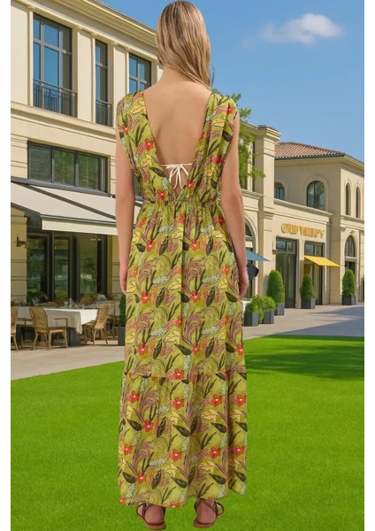 Yazlık Şık V Yaka Maxi Elbise Büzgü Detaylı Plaj Mükemmel Uyum Modern Stil Uzun Ömürlü Yüksek Kalite modelleri