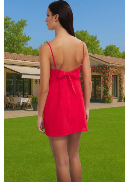 V Yaka Bağcıklı Şık Pamuklu Yazlık Mini Elbise Uzun Ömürlü Günlük Kullanım Için Rahat Kullanım modelleri