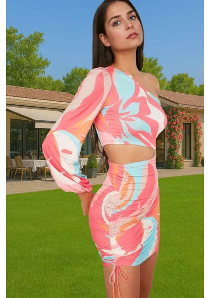Şık Tek Omuzlu Bodycon Abiye Elbise Polyester Örme Kumaştan Konforlu Kesim Rahat ve Şık Özel Tasarım