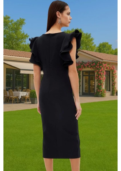 Bodycon Kalıp Kısa Kollu Polyester Abiye Elbise Profesyonel Görünüm Trend Tasarım Trend Tasarım