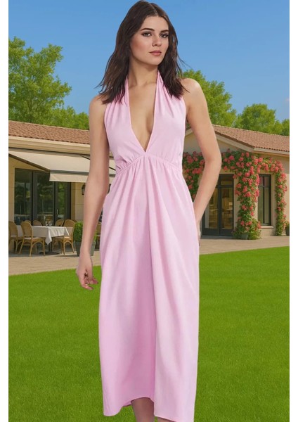 Kadın Yazlık Plaj Elbisesi V Yaka Bubble Krep Maxi Yüksek Kalite Modern Stil Rahat Kullanım modelleri