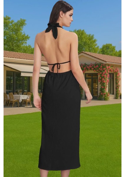 Kadın Yazlık Plaj Elbisesi V Yaka Bubble Krep Maxi Yüksek Kalite Modern Stil Rahat Kullanım fırsatları