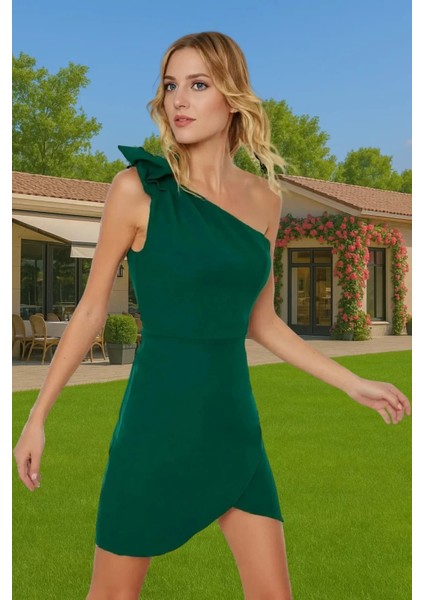 Bodycon Mini Elbise Tek Omuzlu Volan Detayli Yazlık Elbise Premium Kalite Uzun Ömürlü fiyatları