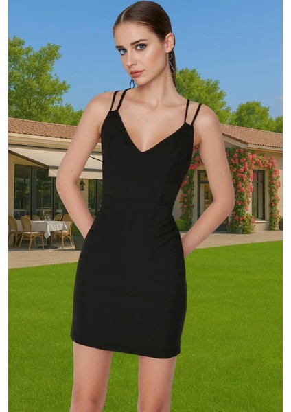 Yazlık Mini Örme Abiye Elbise V Yaka Bodycon Tasarım Profesyonel Görünüm Mükemmel Uyum Mükemmel Uyum