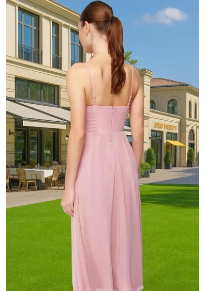 Midi Boy Astarlı Şifon Abiye Elbise Yüksek Kalite Zarifane Tasarım Konforlu Kesim Zarifane Tasarım modelleri