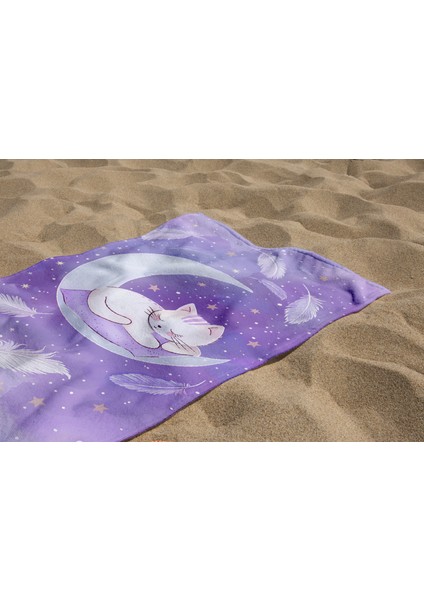 Sevimli Kedi Desenli Dijital Baskılı Genç Kız Çocuk Baskılı Plaj Banyo Havlusu fiyatları