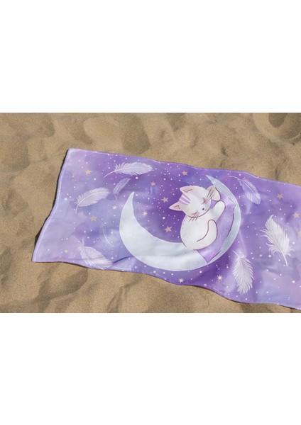 Sevimli Kedi Desenli Dijital Baskılı Genç Kız Çocuk Baskılı Plaj Banyo Havlusu modelleri