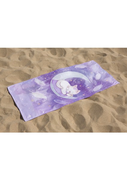 Sevimli Kedi Desenli Dijital Baskılı Genç Kız Çocuk Baskılı Plaj Banyo Havlusu indirimleri