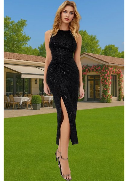 Altın Parıltılı Örme Bodycon Abiye Elbise Yazlık Özel Günler Için Uzun Ömürlü Özenle Seçilmiş