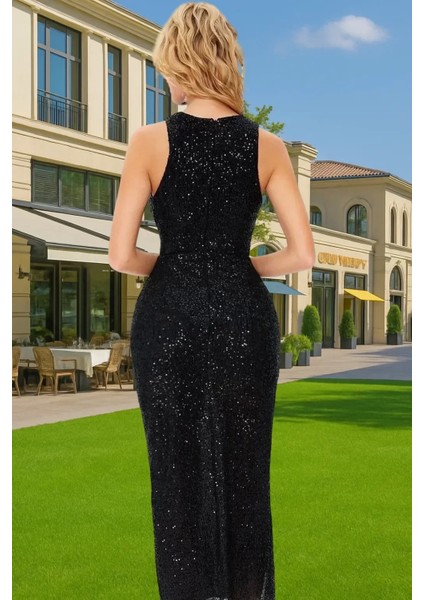 Altın Parıltılı Örme Bodycon Abiye Elbise Yazlık Özel Günler Için Uzun Ömürlü Özenle Seçilmiş