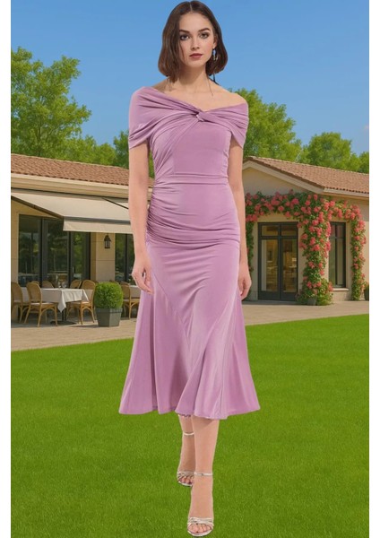 Feminen Midi Boy Polyester Örme Elbise Zarifane Tasarım Günlük Kullanım Için Rahat Kullanım