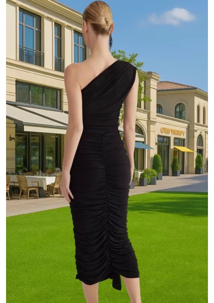 Vücudu Saran Tek Omuzlu Polyester Abiye Elbise Mezuniyet Balo Kaliteli Işçilik Konforlu Kesim fiyatları