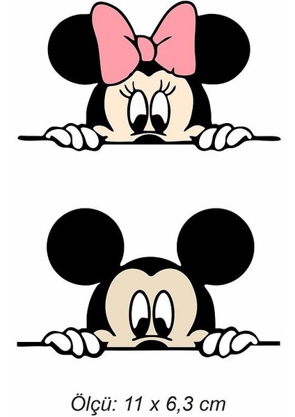 Mickey & Minnie Mouse Dikiz Aynası Sticker 11 x 6,3 cm 2 Adet