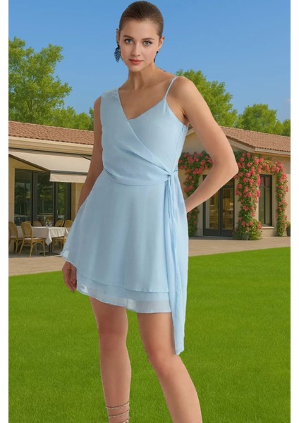 Yazlık Asimetrik Yaka Büzgü Detaylı Şifon Mini Elbise Yüksek Kalite Rahat ve Şık Uzun Ömürlü fiyatları