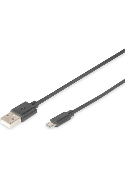 USB 2.0 Bağlantı Kablosu, USB A Erkek - Micro USB B Erkek, 1.80 Metre, Awg 28, Ul, Siyah Renk