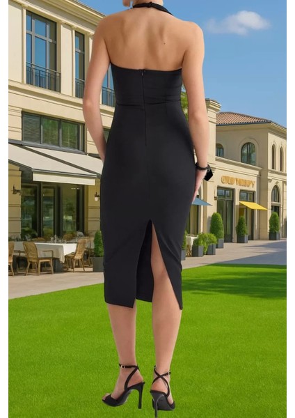 Midi Boy Elbise Vücut Şekillendirici Tasarım Polyester Elastan Premium Kalite Seçkin Malzeme