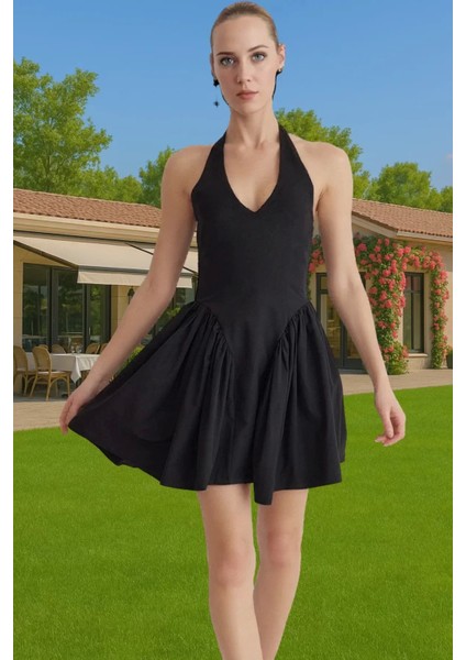 Kadın A Kesim Mini Elbise Poplin Kumaştan Balo Elbisesi Modern Stil Uzun Ömürlü Modern Stil