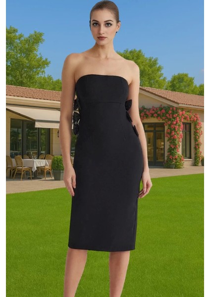 Feminen Midi Boy Straplez Abiye Elbise Konforlu Kesim Kaliteli Işçilik Şık Görünüm Kaliteli Işçilik fiyatları