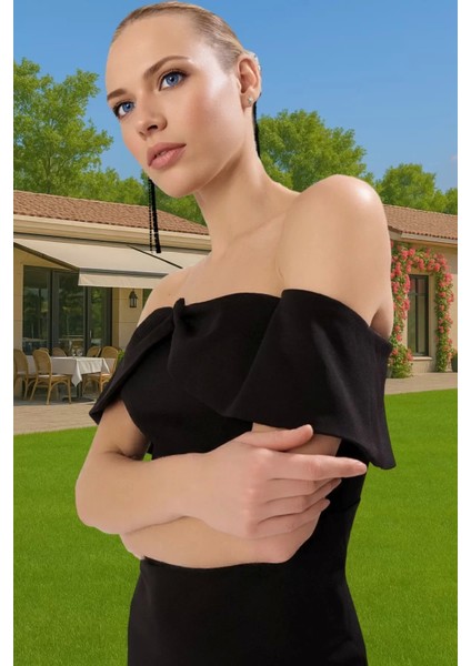 Şık Fiyonklu A Kesim Midi Abiye Elbise Dokuma Kumaştan Yazlık Dayanıklı Malzeme Rahat Kullanım fiyatları