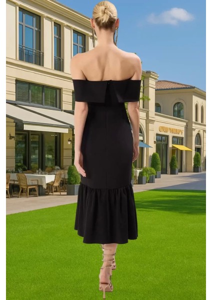 Şık Fiyonklu A Kesim Midi Abiye Elbise Dokuma Kumaştan Yazlık Dayanıklı Malzeme Rahat Kullanım modelleri