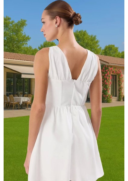 Kısa Astarlı V Yaka Elbise Yazlık Polyester Kaliteli Işçilik Mükemmel Uyum Seçkin Malzeme modelleri