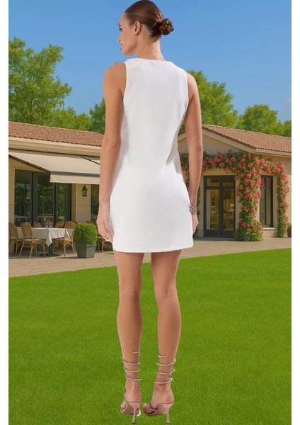 Yazlık Mini Elbise Taş Detaylı V Yaka Shift Kalıp Polyester Elastan Yüksek Kalite Mükemmel Uyum modelleri