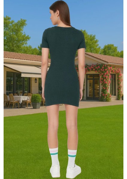 Kadın Mini Elbise Örme Kumaş Bisiklet Yaka Bodycon Kalıp Rahat Konforlu Kesim Modern Stil modelleri