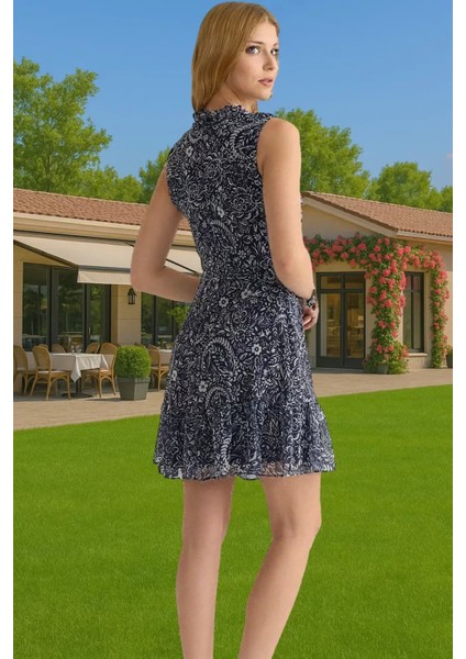 A Kesim Kolsuz Şifon Mini Elbise Polyester Dokuma Yazlık Profesyonel Görünüm Konforlu Kesim modelleri