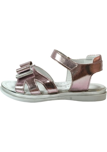 B.046 Hakiki Deri Pembe Ortopedik Cırtlı Kız Çocuk Sandalet modelleri